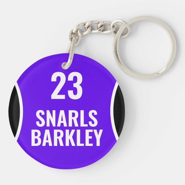 Roller Derby Logo Purple Black Team Name Uniform Keychain (Back)