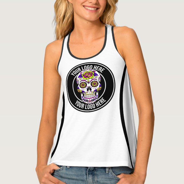 Roller Derby Logo White Black Team Name Uniform Tank Top (Front)