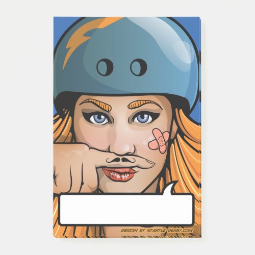 Roller Derby Mustache Girl Comic Book post_its Post_it Notes