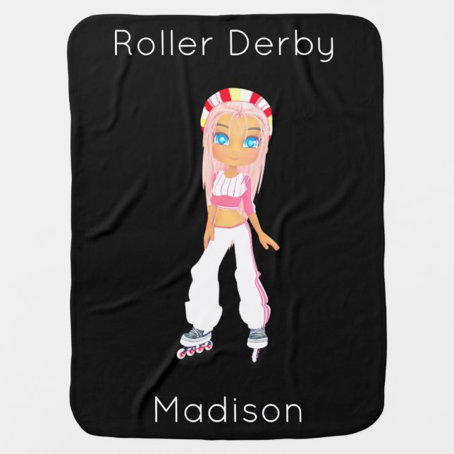 Roller Derby Personalized Baby Blanket (Front)