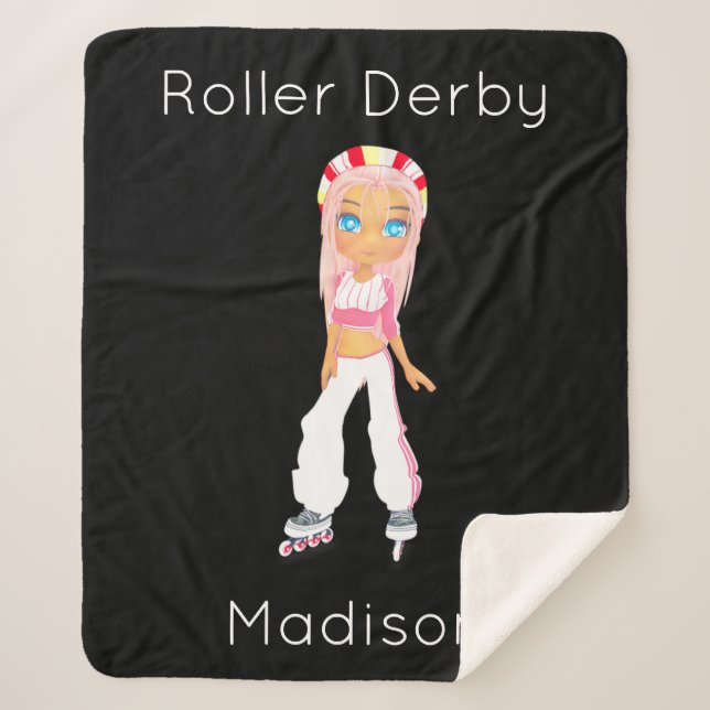 Roller Derby Personalized Sherpa Blanket (Front)