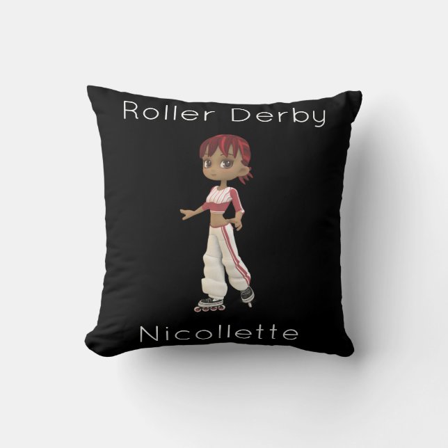 Roller Derby Personalized Throw Pillow (Front)