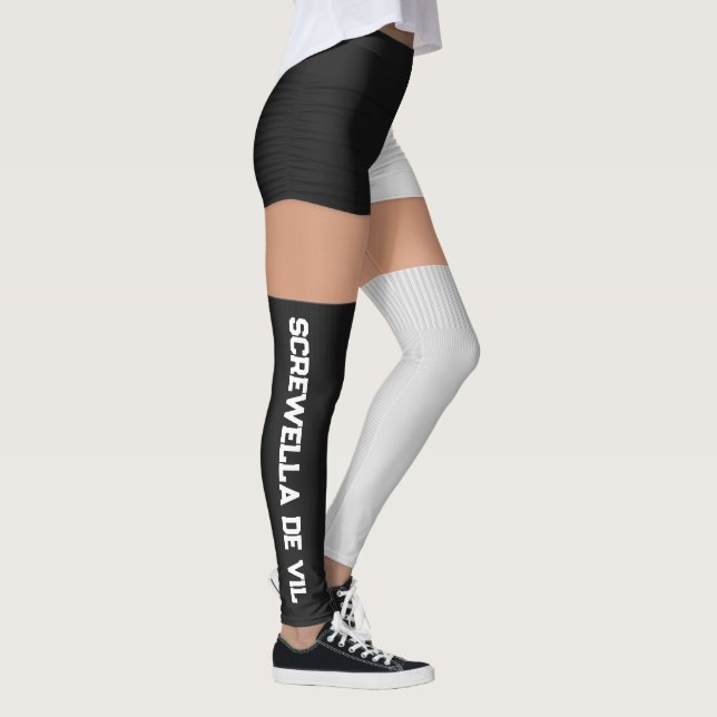 Roller Derby Red White Booty Shorts Socks Name Leggings (Right)