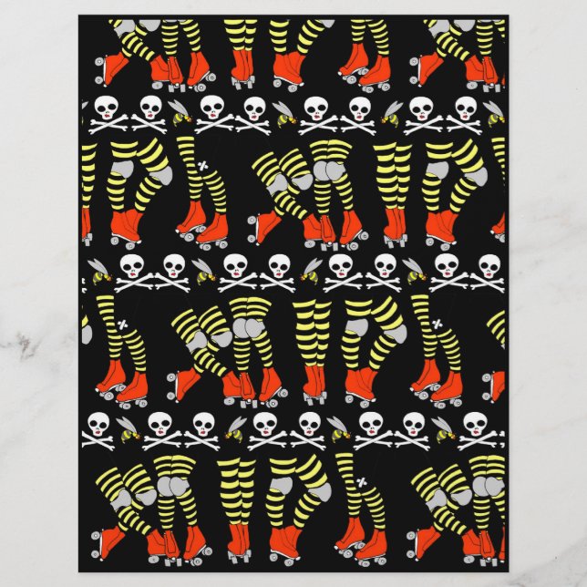 Roller Derby Scrapbook paper 8.5" x 11" (Front)