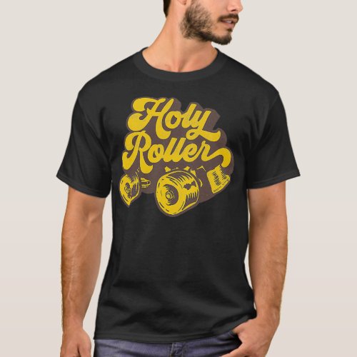 Roller Derby Skate Holy Roller Distressed T_Shirt