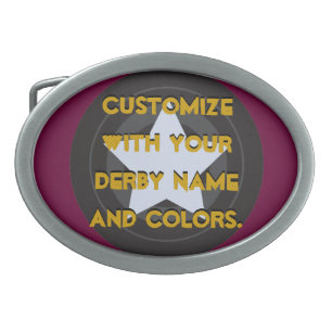 Roller Derby Skate Wheel Jammer Star Oval Belt Buckle