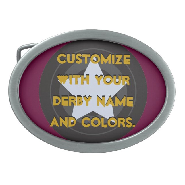 Roller Derby Skate Wheel Jammer Star Oval Belt Buckle (Front)