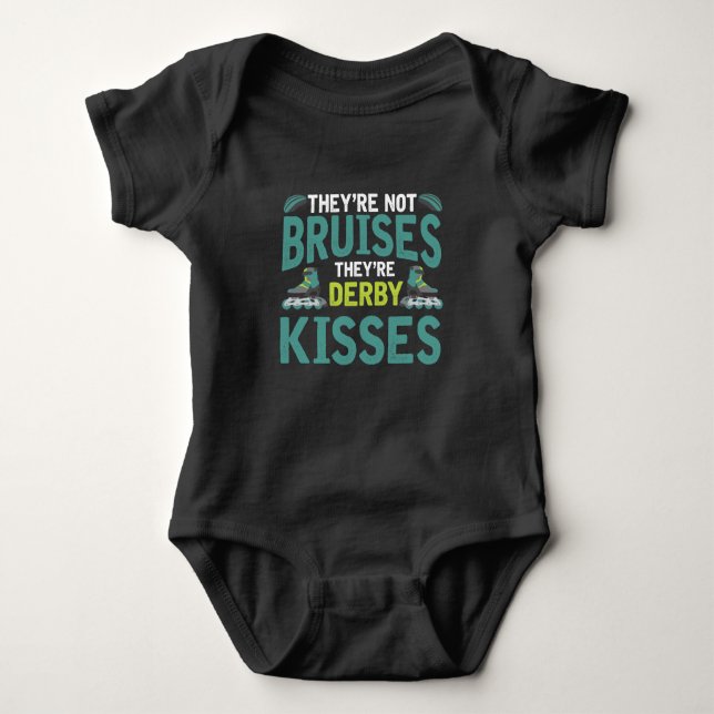 Roller Derby Skater Skating Bruises Stunt Kisses Baby Bodysuit (Front)