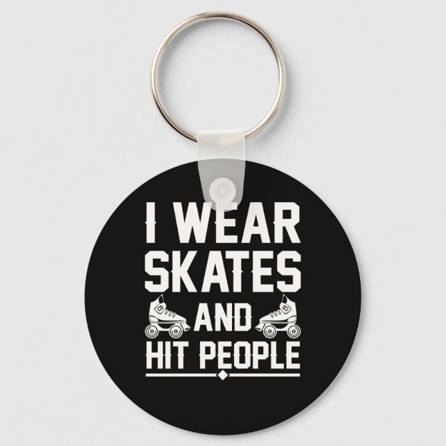 Roller Derby Skater Wear Skates Hit People Keychain (Front)