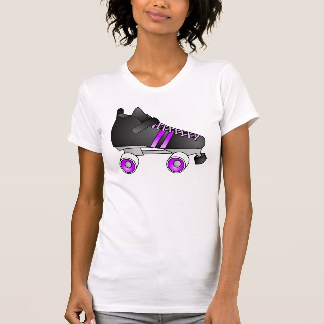 Roller Derby Skates Black and Purple T-Shirt (Front)