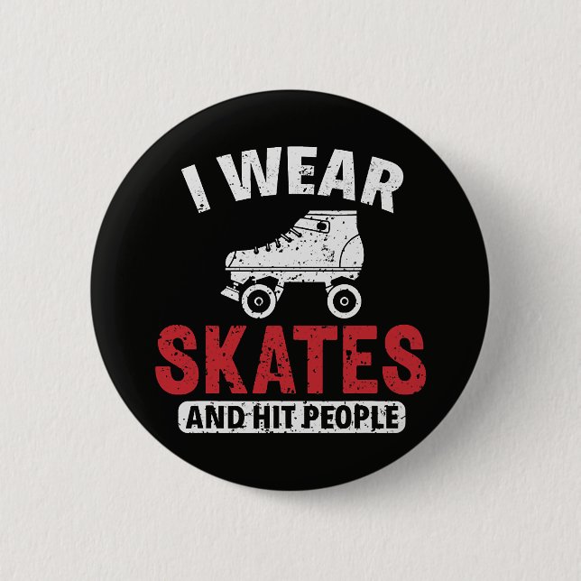 Roller Derby Skating Skate Skater Button (Front)