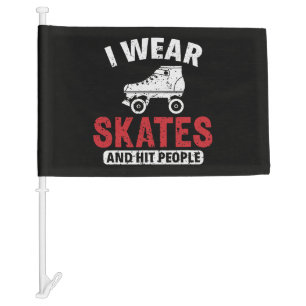 Roller Derby Skating Skate Skater Car Flag
