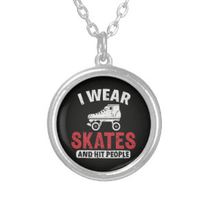 Roller Derby Skating Skate Skater Silver Plated Necklace
