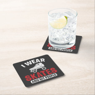Roller Derby Skating Skate Skater Square Paper Coaster