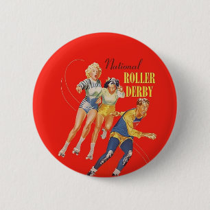 Roller Derby Vintage program Pinback Button