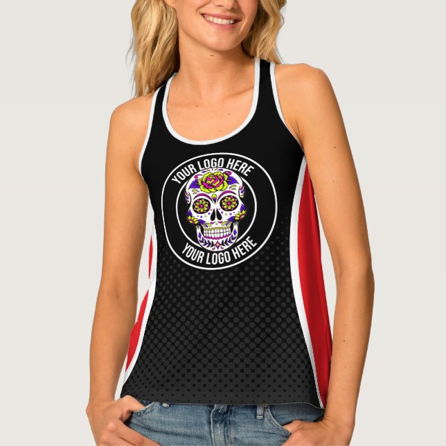 Roller Derby Your Logo Red Black Team Name Uniform Tank Top (Front)