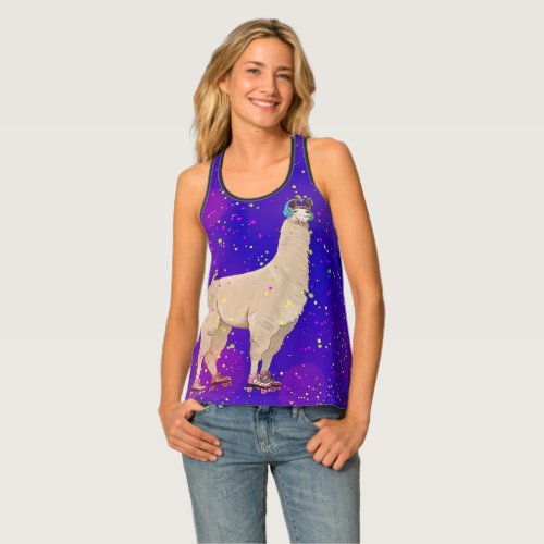 Roller Disco Llama Tank Top