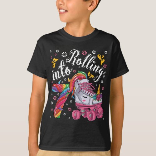 Roller Girl 7 year old Unicorn Rolling skate 7th b T_Shirt