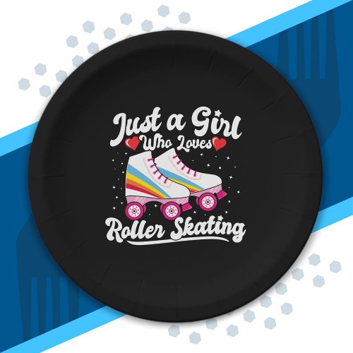 Roller Girl _ Girl Who Loves Roller Skating Paper Plates