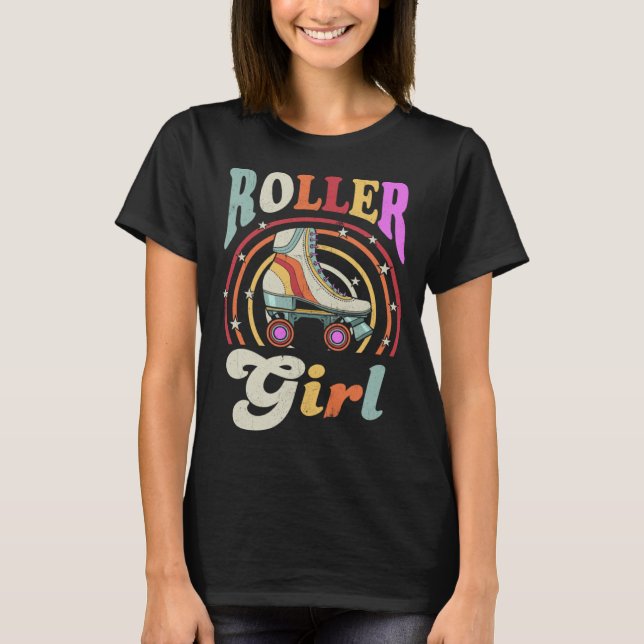 Roller Girl Retro Roller Derby Roller Skating Roll T-Shirt (Front)