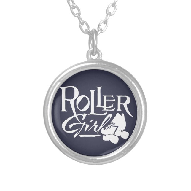 Roller Girl, Roller Derby Silver Plated Necklace (Front)
