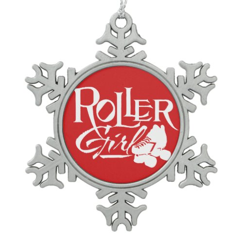 Roller Girl, Roller Derby Snowflake Pewter Christmas Ornament
