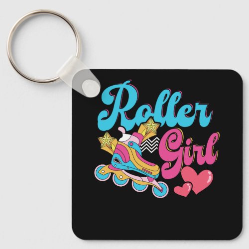Roller Girl Skate Retro 70s 80s Rolling Skates Ska Keychain