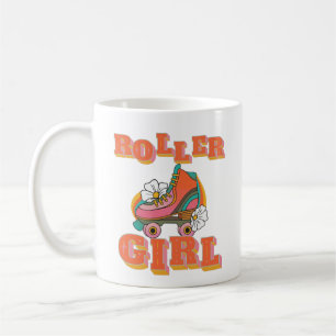 roller girl vintage roller skating coffee mug