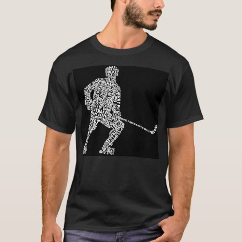 Roller Hockey Player Word Art Inline Hockey Typog T_Shirt