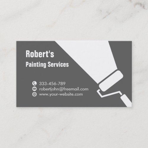 Roller Paint Brush Silhouette Painting Services Bu Business Card