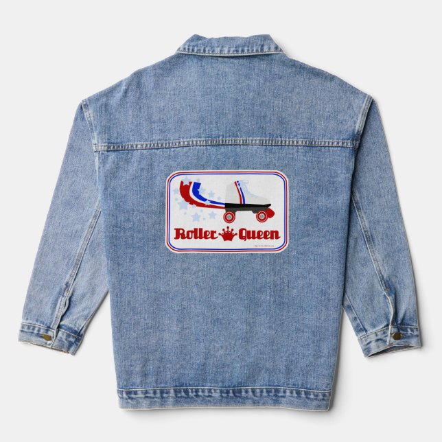 Roller Queen Fun Skate Logo Slogan Art Denim Jacket (Back)