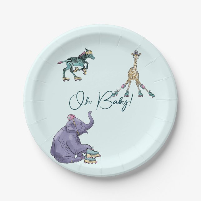 Roller Skate baby shower plates  (Front)