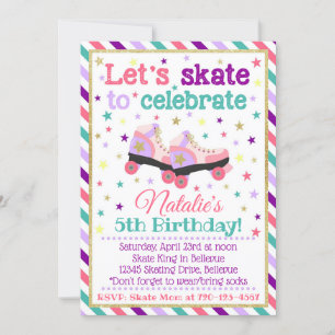 Roller Skate Birthday Invitation   Skate Invite