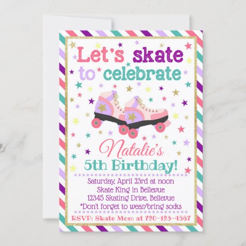 Roller Skate Birthday Invitation  Skate Invite