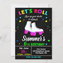 Roller skate birthday invitation Skating party