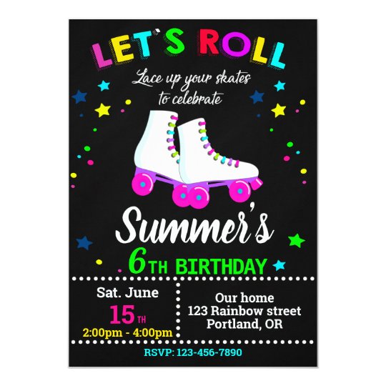 Roller Skate Birthday Invitation Skating Party