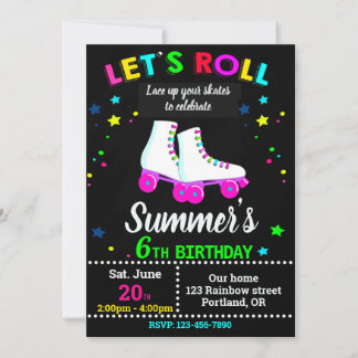 Roller skate birthday invitation - Skating party