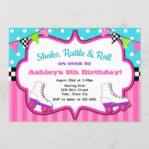 Roller Skate Birthday Invitation Skating Party