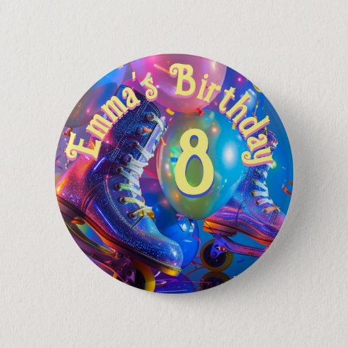 Roller Skate Birthday Party Button