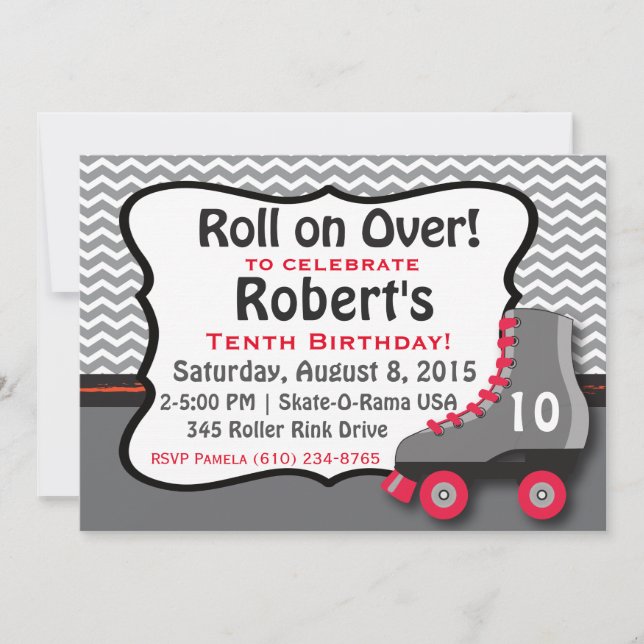 Roller Skate Birthday Party Invitation (Front)