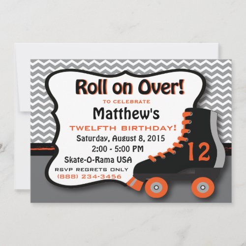 Roller Skate Birthday Party Invitation