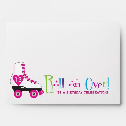 Roller Skate Birthday Party Invitation Envelope