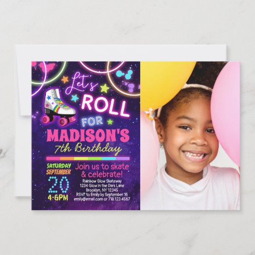 Roller Skate Birthday Party Invitation with Photo