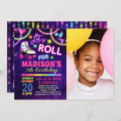 Roller Skate Birthday Party Invitation with Photo (Front/Back)