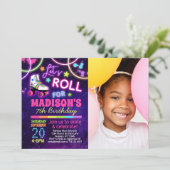 Roller Skate Birthday Party Invitation with Photo (Standing Front)