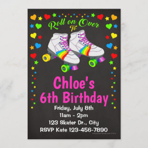 Roller Skate Birthday Party Invitations