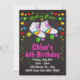 Roller Skate Birthday Party Invitations