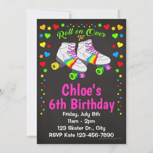 Roller Skate Birthday Party Invitations