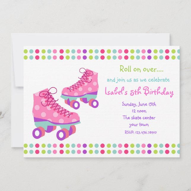 Roller Skate Birthday Party Invitations (Front)