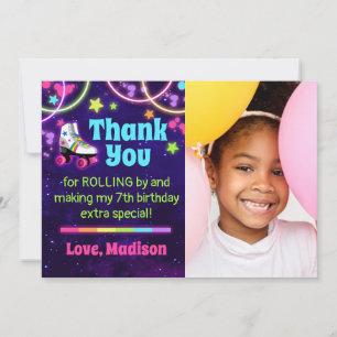 Roller Skate Birthday Party Thank You Card